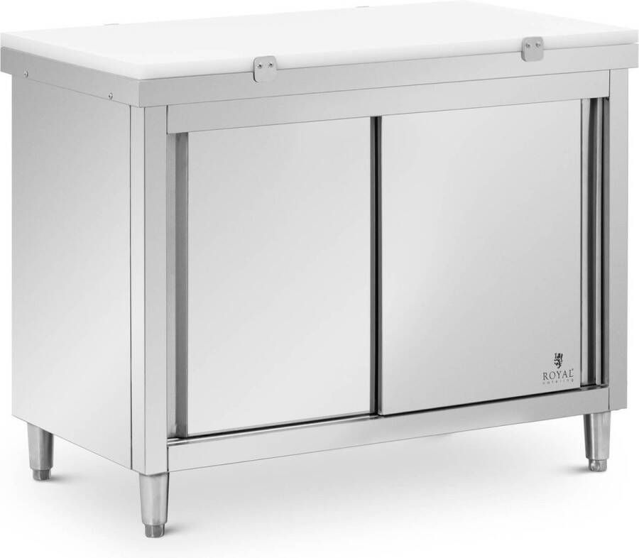 Royal Catering RVS werkkast 120 x 60 cm 500 kg draagvermogen inclusief snijplaat