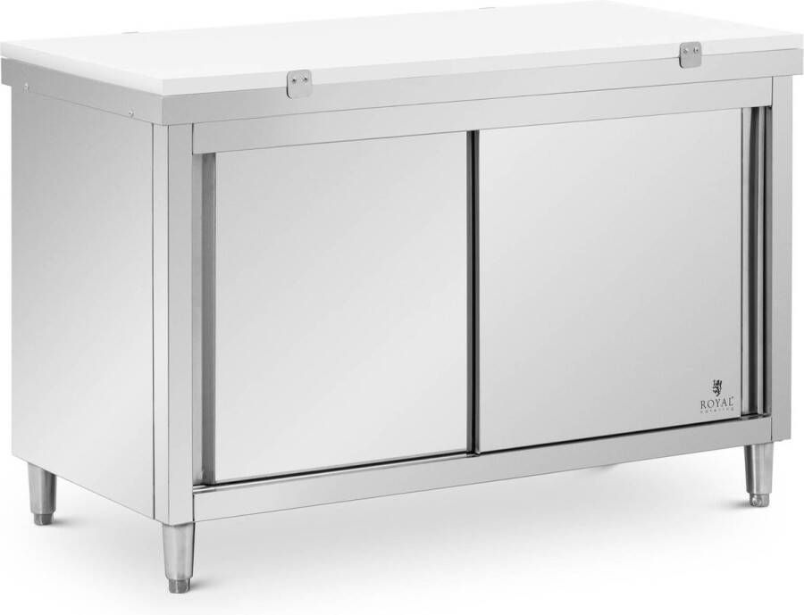 Royal Catering RVS werkkast 140 x 70 cm 500 kg draagvermogen inclusief snijplaat