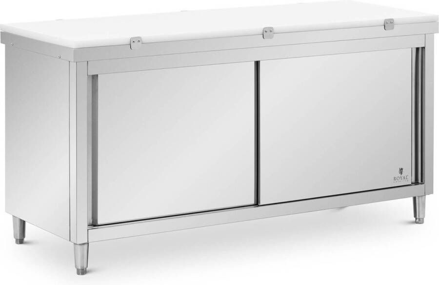 Royal Catering RVS werkkast 180 x 70 cm 500 kg draagvermogen inclusief snijplaat