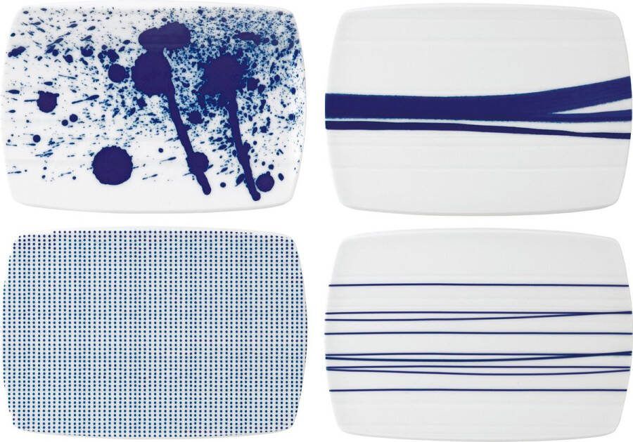 Royal Doulton Pacific Kaasplankje Borrelplankje Tapasplankje Porselein Wit Blauw 20 cm 4 Stuks