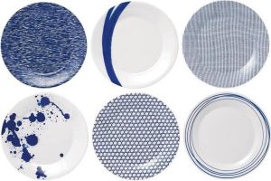 Royal Doulton Pacific Ontbijtborden Porselein Wit Blauw ⌀ 23 cm Set van 6 Borden