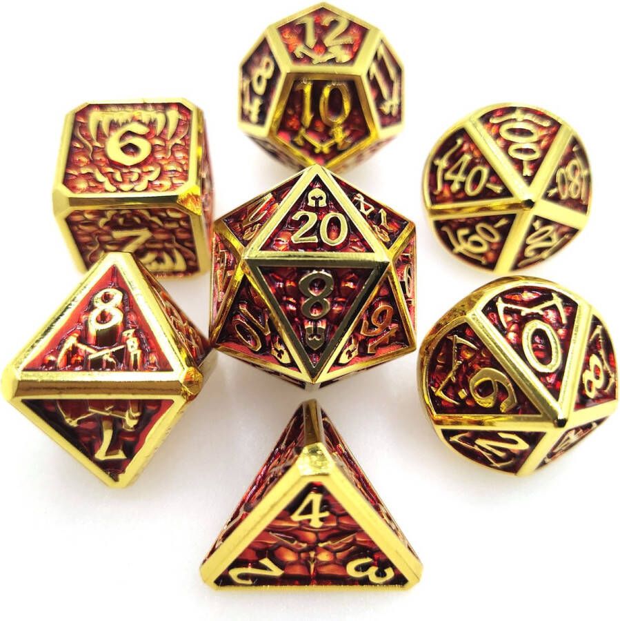 Royal Eagle Metalen RPG Dice Set Goud Rood