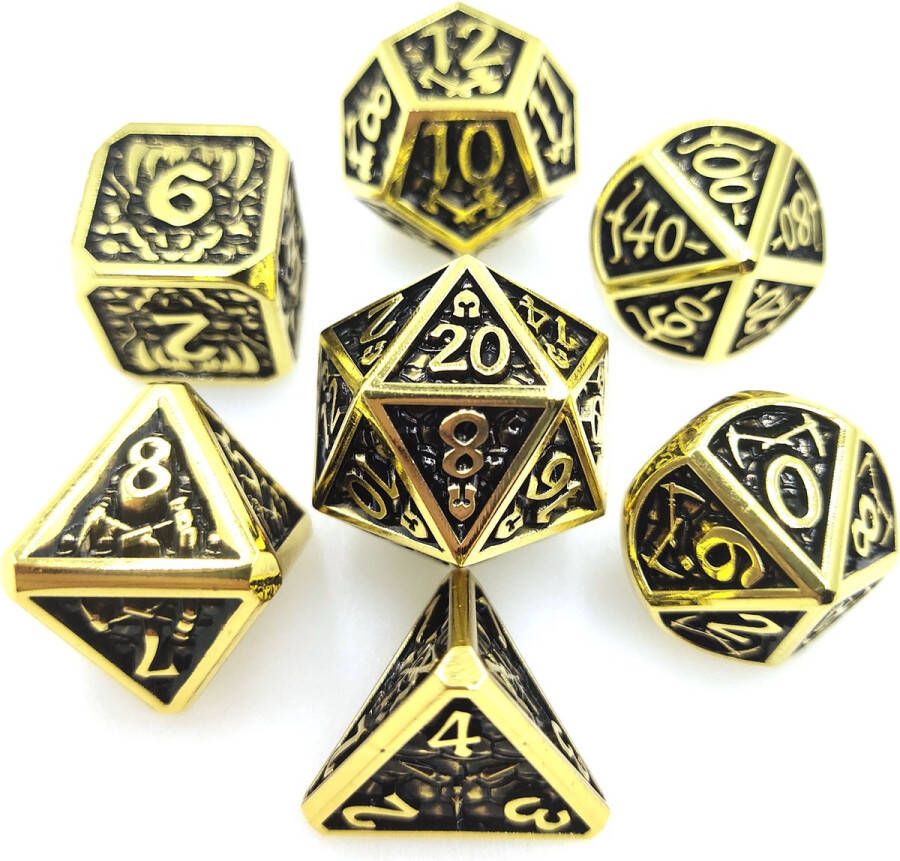 Royal Eagle Metalen RPG Dice Set Goud Zwart