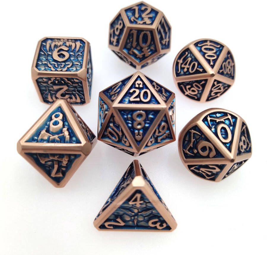 Royal Eagle Metalen RPG Dice Set Koper Blauw