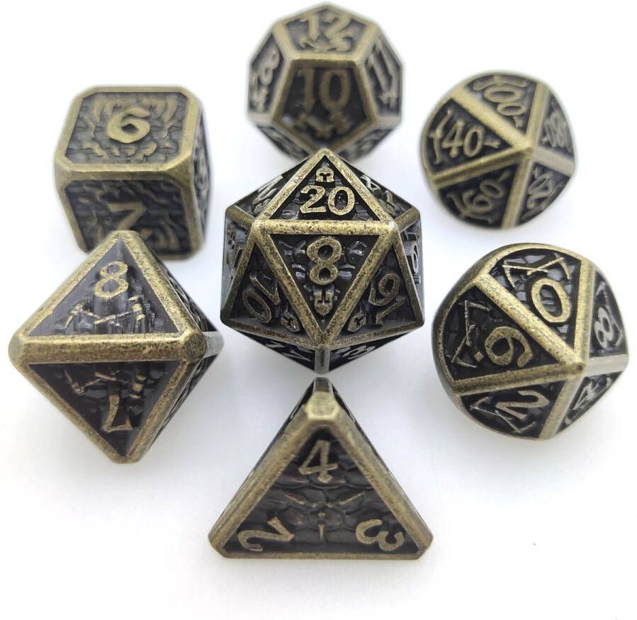 Royal Eagle Metalen RPG Dice Set Plated Goud Zwart