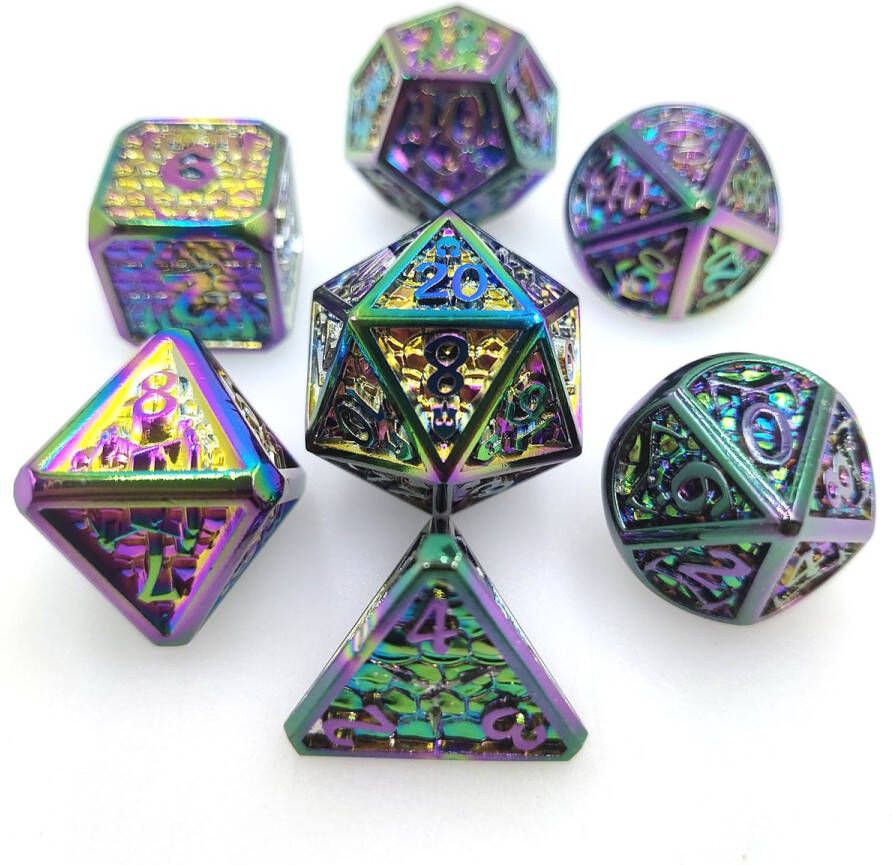 Royal Eagle Metalen RPG Dice Set Rainbow Dazzle