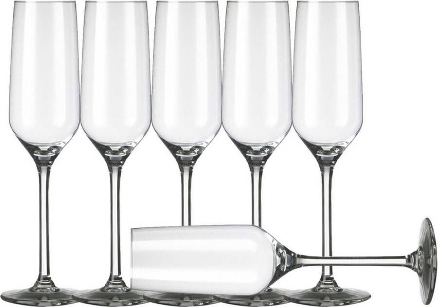 Royal Leerdam 6x Champagneglazen flutes transparant Carre 220 ml 22 cl Champagne glazen Champagne drinken Champagneglazen van glas