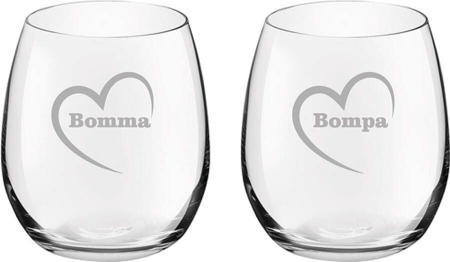 Royal Leerdam Drinkglas gegraveerd 39cl Bomma-Bompa-hartje