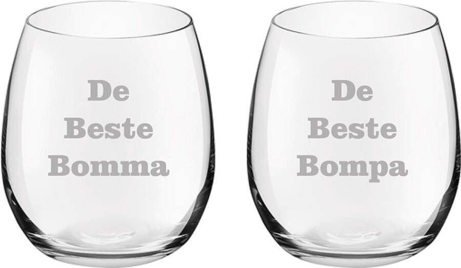Royal Leerdam Drinkglas gegraveerd 39cl De Beste Bomma-De Beste Bompa