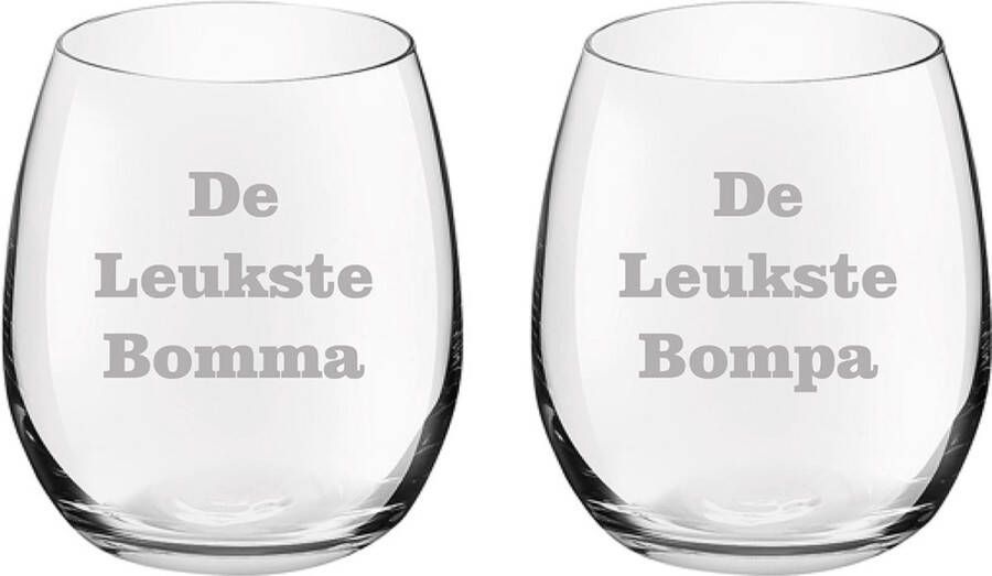 Royal Leerdam Drinkglas gegraveerd 39cl De Leukste Bomma-De Leukste Bompa