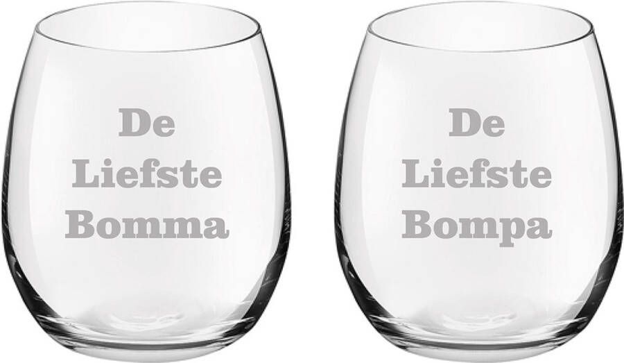 Royal Leerdam Drinkglas gegraveerd 39cl De Liefste Bomma-De Liefste Bompa