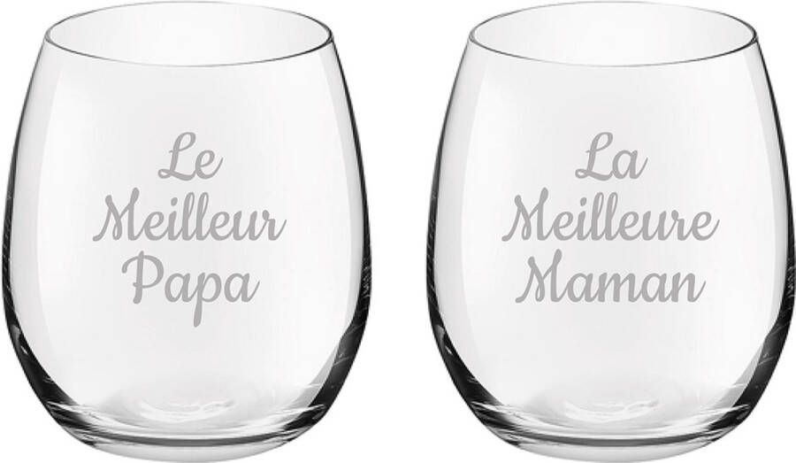 Royal Leerdam Drinkglas gegraveerd 39cl Le Meilleur Papa & La Meilleure Maman