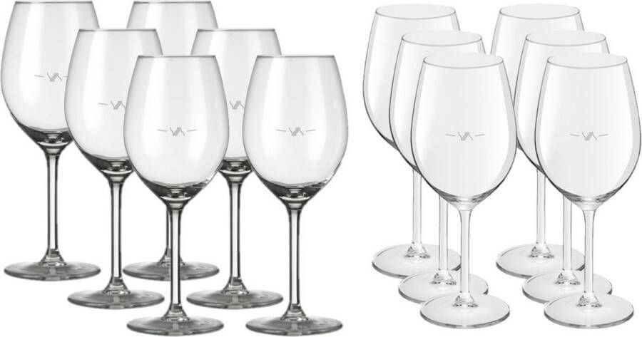 Royal Leerdam Een set van 12x stuks wijnglazen voor witte en rode wijn Esprit Witte rode wijn glazen Wijn drinken Wijnglazen van glas