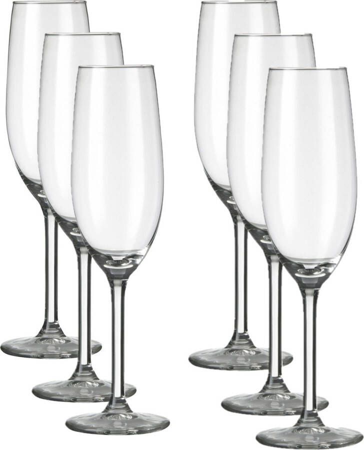 Royal Leerdam Set van 12x stuks champagneglazen transparant 210 ml Esprit 21 cl Champagne flute glazen