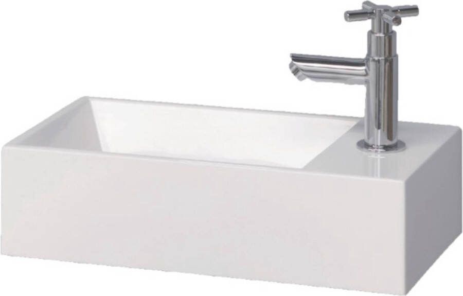 Royal Plaza Merlot fontein 40x22 cm kraangat rechts Comfortstone Glans Wit