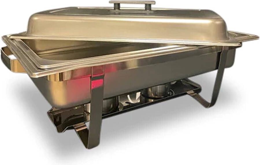 Royal Swiss Buffetwarmer Warmhoudplaat 9 Liter RVS Chafing Dish Met dubbele kaarshouders