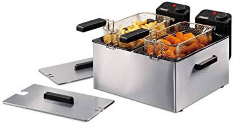 Royal Swiss Dubbele Frituurpan 3300W 6 L 1.6 kg friet Koude zone RVS