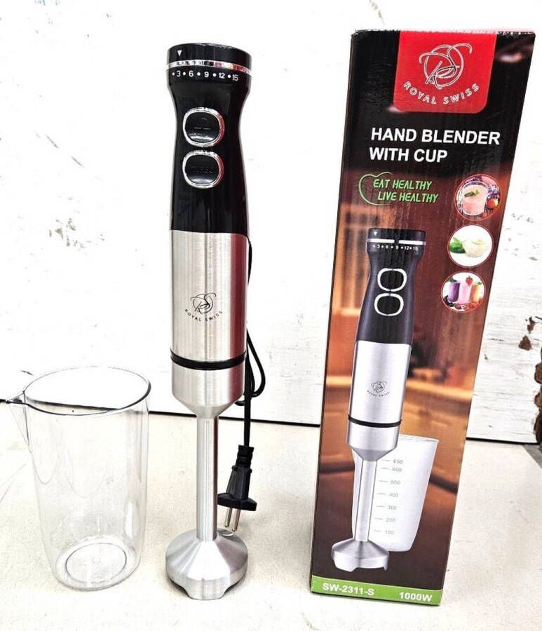 Royal Swiss hand blender met beker 1000W SW-2311-S