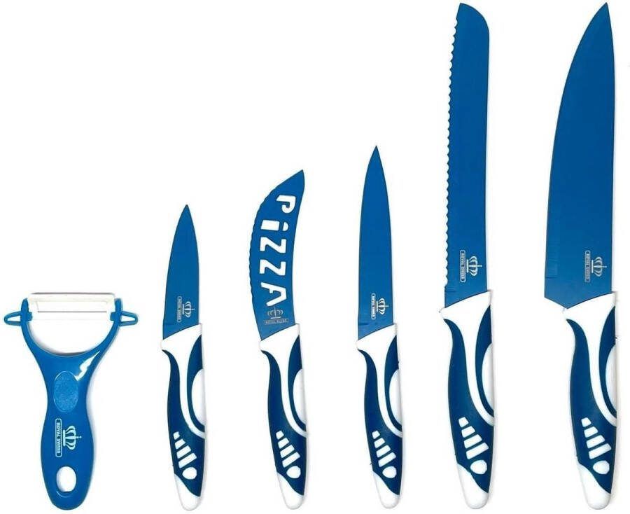 Royal Swiss Messenset Professionele 6-delige Keramische KeukenMessen set met ergonomische handgreep Voor het Snijden van Groenten Fruit Vlees Vis Blauw
