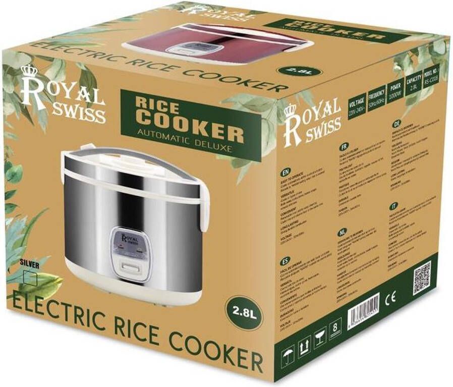 Royal Swiss Rijstkoker 2 8 liter Kleur Silver
