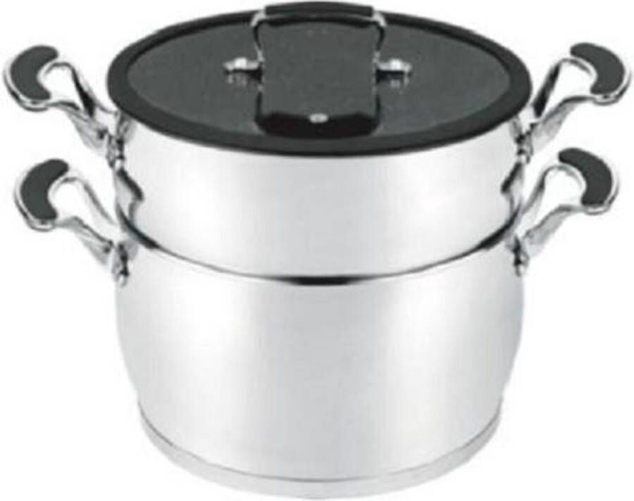 Royal Swiss Stoompan RVS Couscous Pan 12 Liter Couscous Maker Marmeren Coatingpan- met Platte Deksel