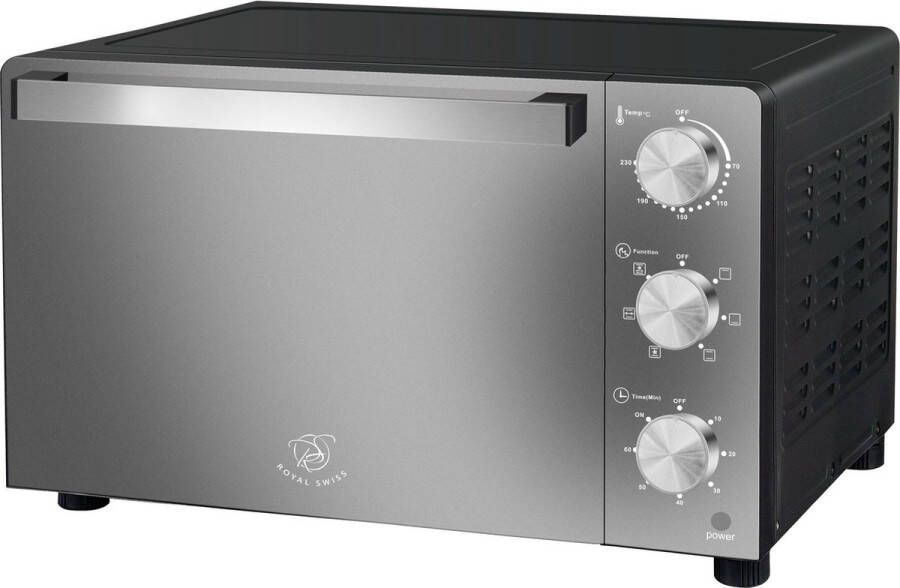 Royal Swiss Vrijstaande Oven XL Heteluchtoven 45 Liter Draaispit 1700 W 7 programma s