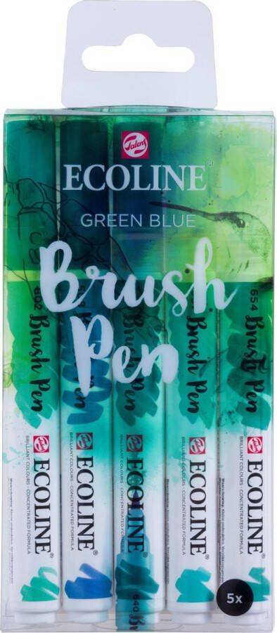 Royal Talens Ecoline 5 brush pens ''Green Blue''