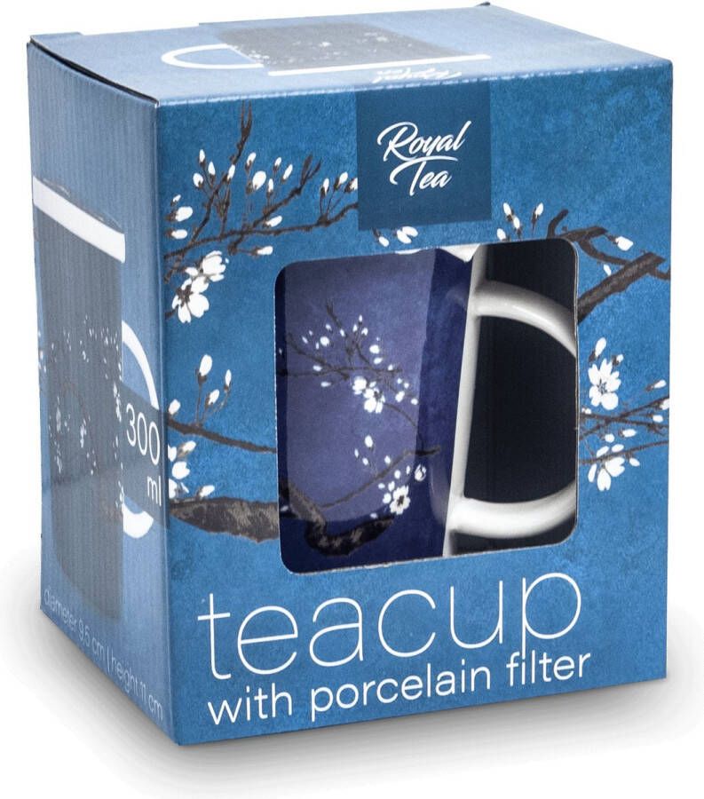 Royal Tea THEEBEKER MET FILTER MAGNOLIA BLAUW 300 ml CADEAUVERPAKKING