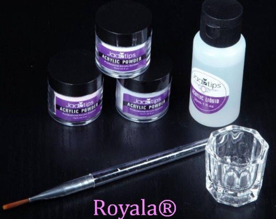 Royala Acrylnagels Set | Nail Art | Liquid MMA Free | Wit Roze & Transparant