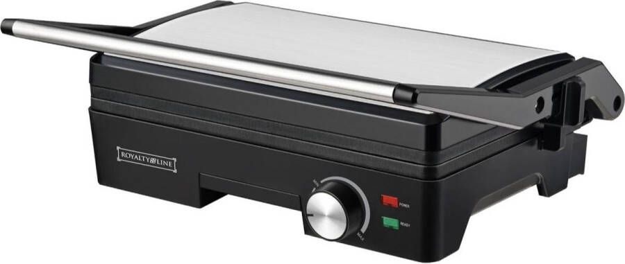 Royality Royalty Line Contactgrill tosti Antiaanbaklaag 1600 Watt Zwevende Bovenplaat Panini Grill Tosti ijzer 30 bij 36 CM – RVS