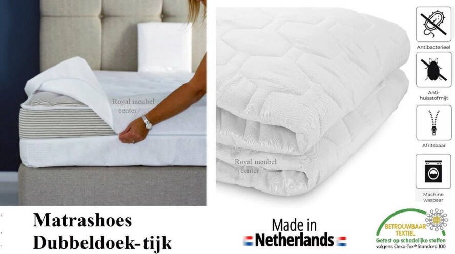 Royalmeubelcenter.nl Matrashoes (Dubbeldoek tijk) 80x220 Dikte 24 cm Anti-allergische Wasbare Matrashoes.