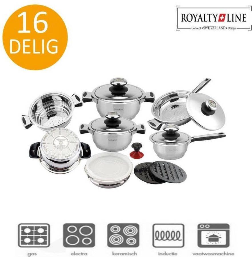 Royalty line 16-delige RVS pannenset