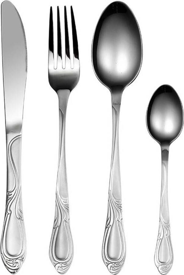Royalty line 24S1 Bestekset 6 Persoons Luxe 24 Delig Bestek Set Voor 6 Personen Met Geschenkdoos Edelstaal 18 10 Vaatwasserbestendig Classic Design Besteksets Zilver