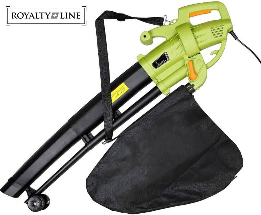Royalty line 3 in 1 Bladblazer Electrisch 3000W Bladzuiger Met Versnipperaar 45 Liter Opvangbak 270km h Opvangtankwielen en Schouderriem Voor Onderhoud Van De Buitenruimte Groen