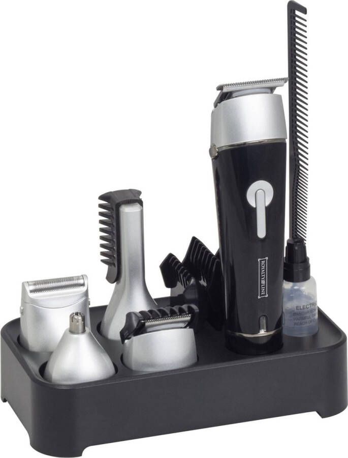 Royalty line 5-in-1 Waterproof Hair Trimmer and Grooming Kit tondeuse draadloos Geschikt Voor Hoofdhaar Baardhaar scheerapparaat en styler haartrimmer kleur Zwart