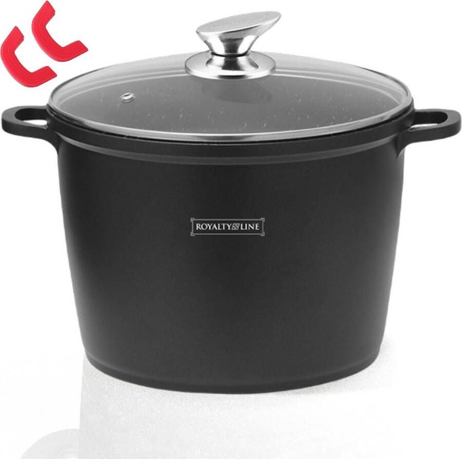 Royalty line AD28M Soeppan Inductie Braadpan Inductie Met afneembare Handvatten Ø 28 cm 10.5 Liter Soeppannen Met Deksel Pan Voor Alle Warmtebronnen Antiaanbaklaag Zwart