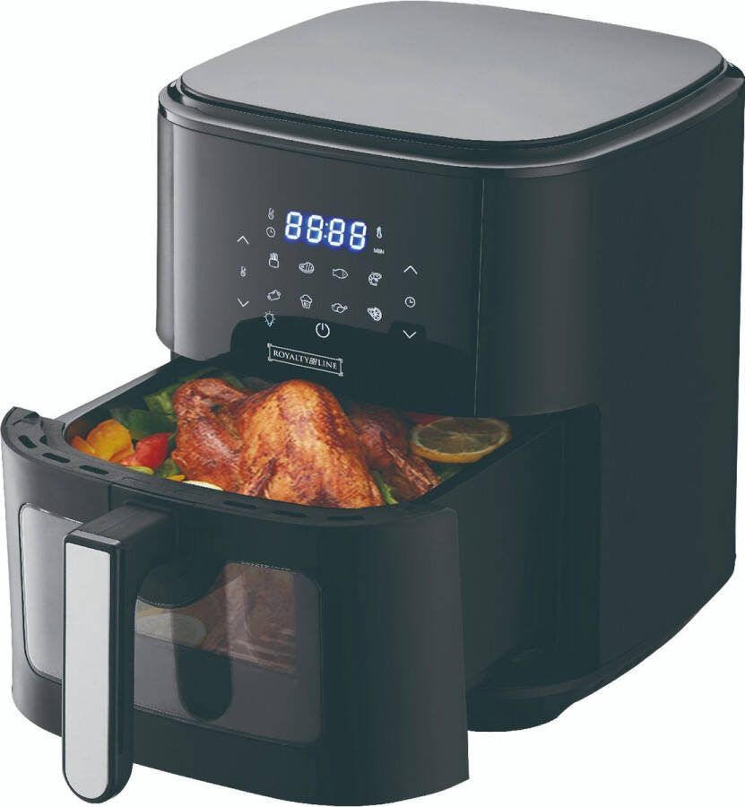Royalty line AF5408 Airfryer XXL 6.5 Liter Heteluchtfriteuse XXL Airfryers Met Kijkvenster 8 Kookvoorinstellingen Zwart