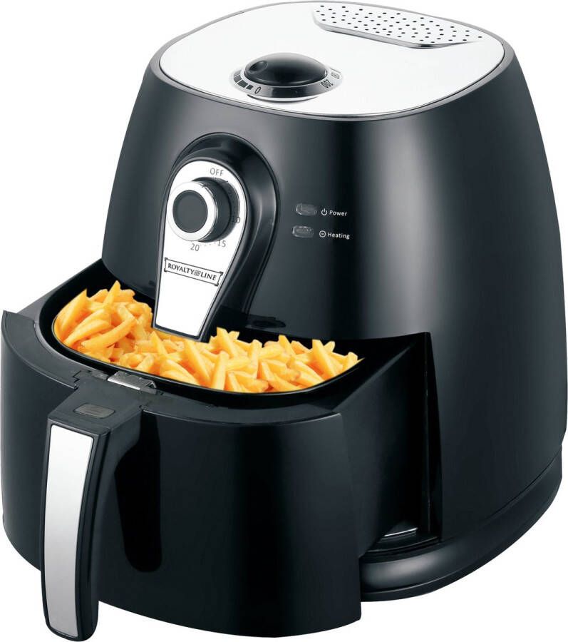 Royalty line Airfryer 1400W 3 Liter 1000gr Heteluchtfriteuse Extra knapperig resultaat zonder olie Zwart