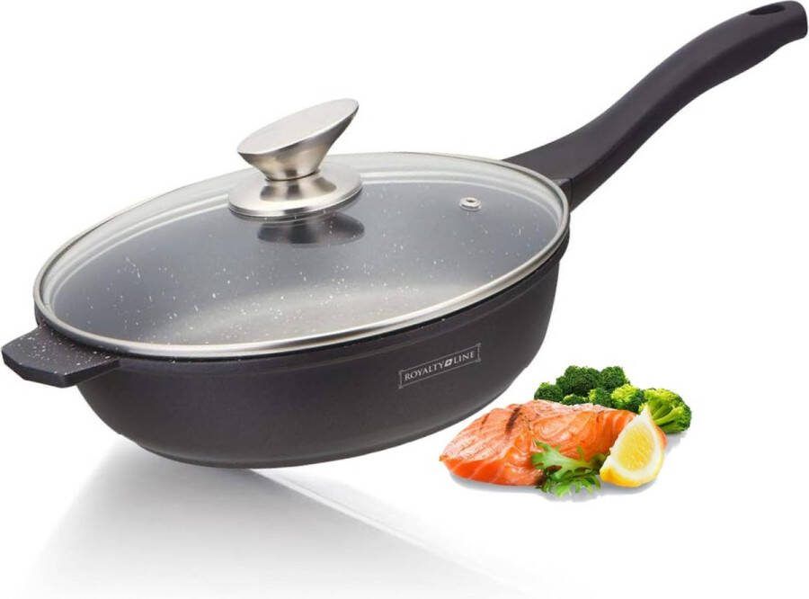 Royalty line BDF24ML Hapjespan Inductie Ø 24 cm 2.2 Liter Diepe Pan PFAS-vrij Antiaanbaklaag Koekenpan Voor Alle Warmtebronnen Zwart