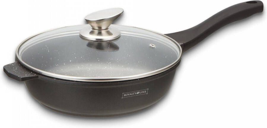 Royalty line BDF28ML Hapjespan Inductie Ø 28 cm 2.8 Liter Diepe Pan PFAS Vrij Antiaanbaklaag Koekenpan Voor Alle Warmtebronnen Zwart