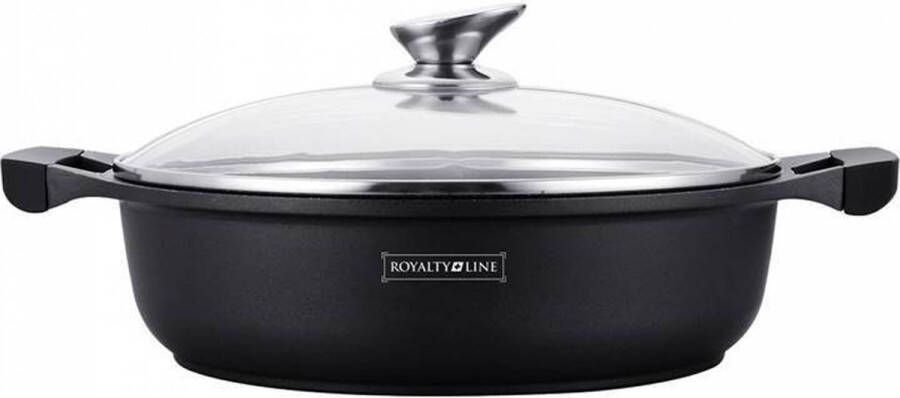 Royalty line BR34M Hapjespan Inductie Braadpan Ø 34 cm 7 Liter Hapjespannen Voor Alle Warmtebronnen Antiaanbaklaag Met Deksel Zwart