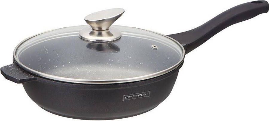Royalty line BSF24ML Hapjespan Inductie Ø 24 cm 2.2 Liter Diepe Pan PFAS-vrij Antiaanbaklaag Koekenpan Voor Alle Warmtebronnen Zwart