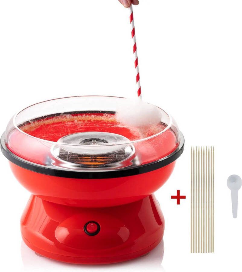 Royalty line CCM7301 Suikerspinmachine Suikerspinmachines Met 10 Stokjes en Maatlepel 500W Suikerspinmakers Cotton Candy Snoep Kinderfeestje Suikerspin Suiker Rood