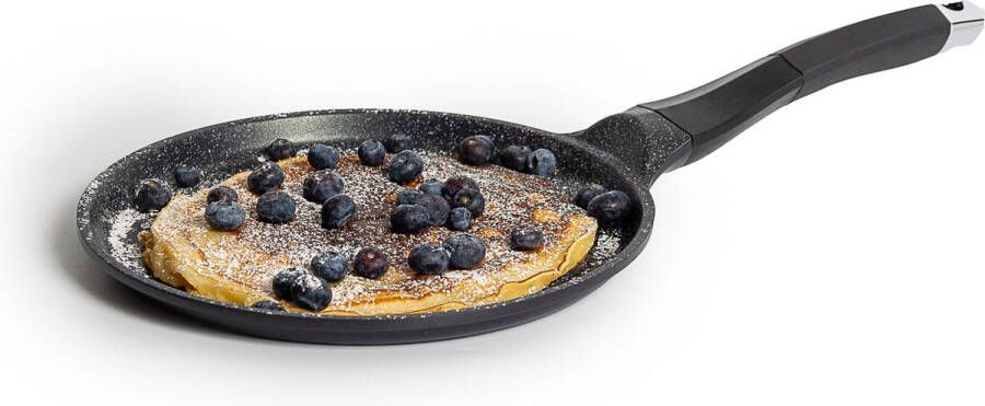 Royalty line Pannenkoekenpan Inductie Pancake Pan Ø 24 cm Poffertjespan Aluminium Omeletpan Koekenpan Marmer Coating Zwart