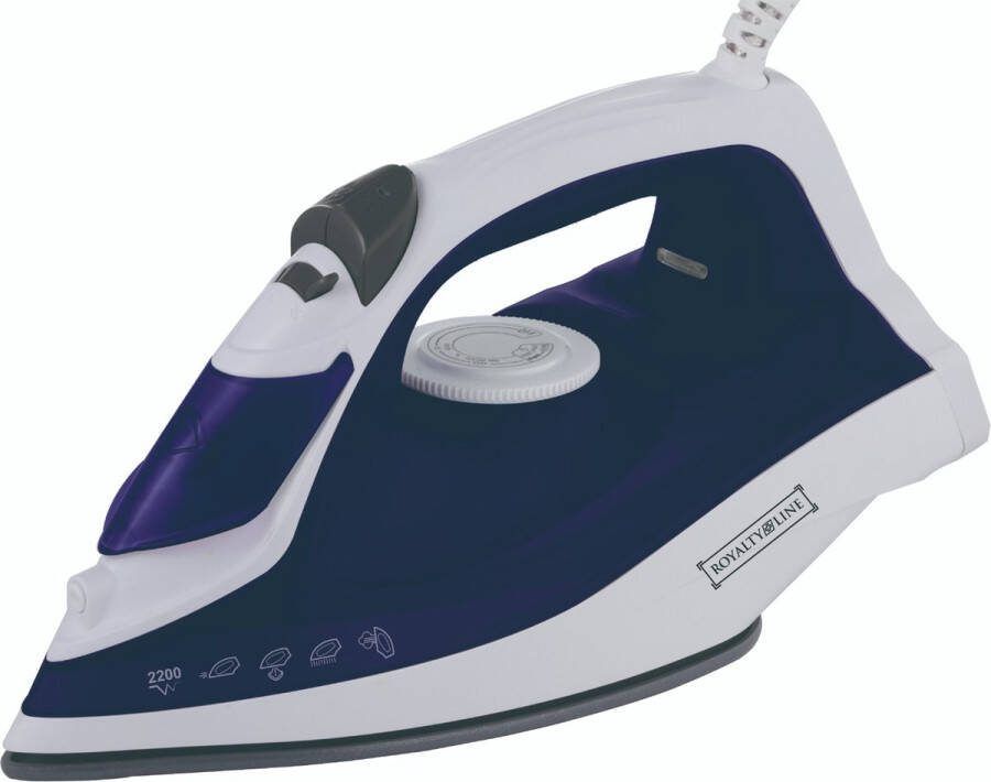 Royalty line DB15413 Strijkijzer Stoomstrijkijzer 2200W 350ml Keramische Zoolplaat Blauw