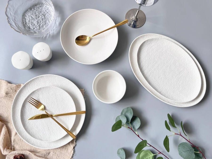 Royalty line DS28W Serviesset 28 Delig 6 Persoons Porselein Servies Set Wit