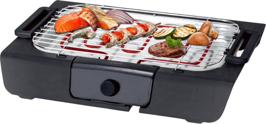 Royalty line Elektrische BBQ Tafelbarbecue Elektrische Grill Indoor BBQ Teppanyaki Tafel Barbecue Grilloppervlakte 37.5 x 28 cm 2000 Watt Zwart