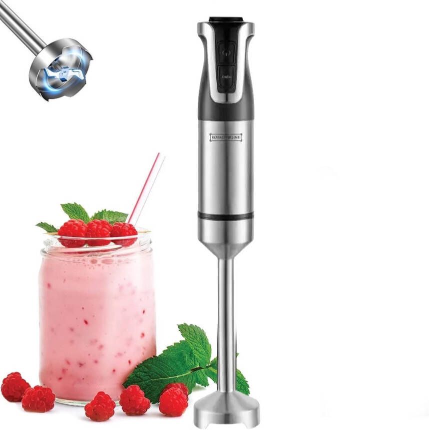 Royalty line ESTM800 Staafmixer Krachtig Motor 800W Blender Handmixer Met 20 Snelheidsinstellingen en Turbo Functie RVS Zwart