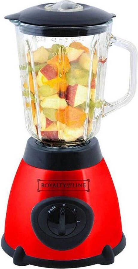 Royalty line Glazen Blender 5 Liter Roestvrijstalen Messen 2 Snelheden Rood