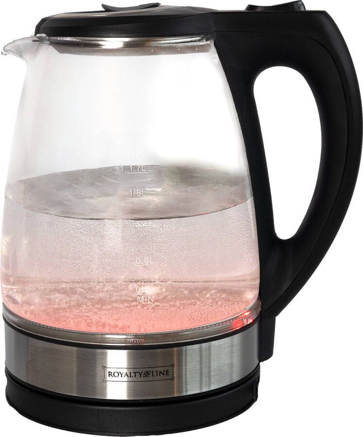 Royalty line GWK2200 Waterkoker Glass Met Rood Led Verlichting 1.7 Liter 2200W Modern RVS